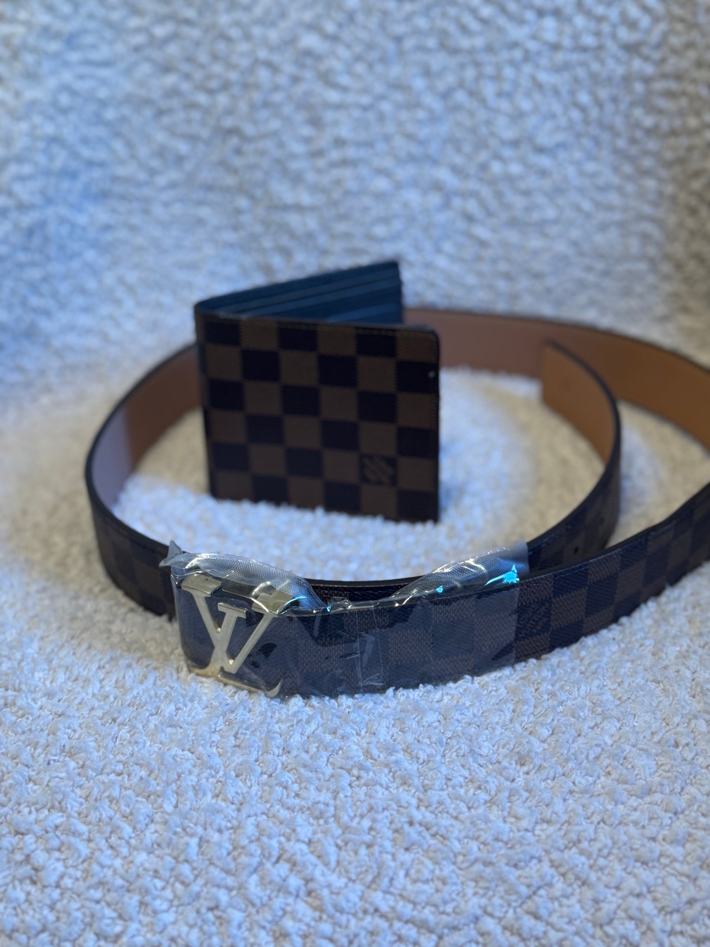Checkered LV Belt & Wallet