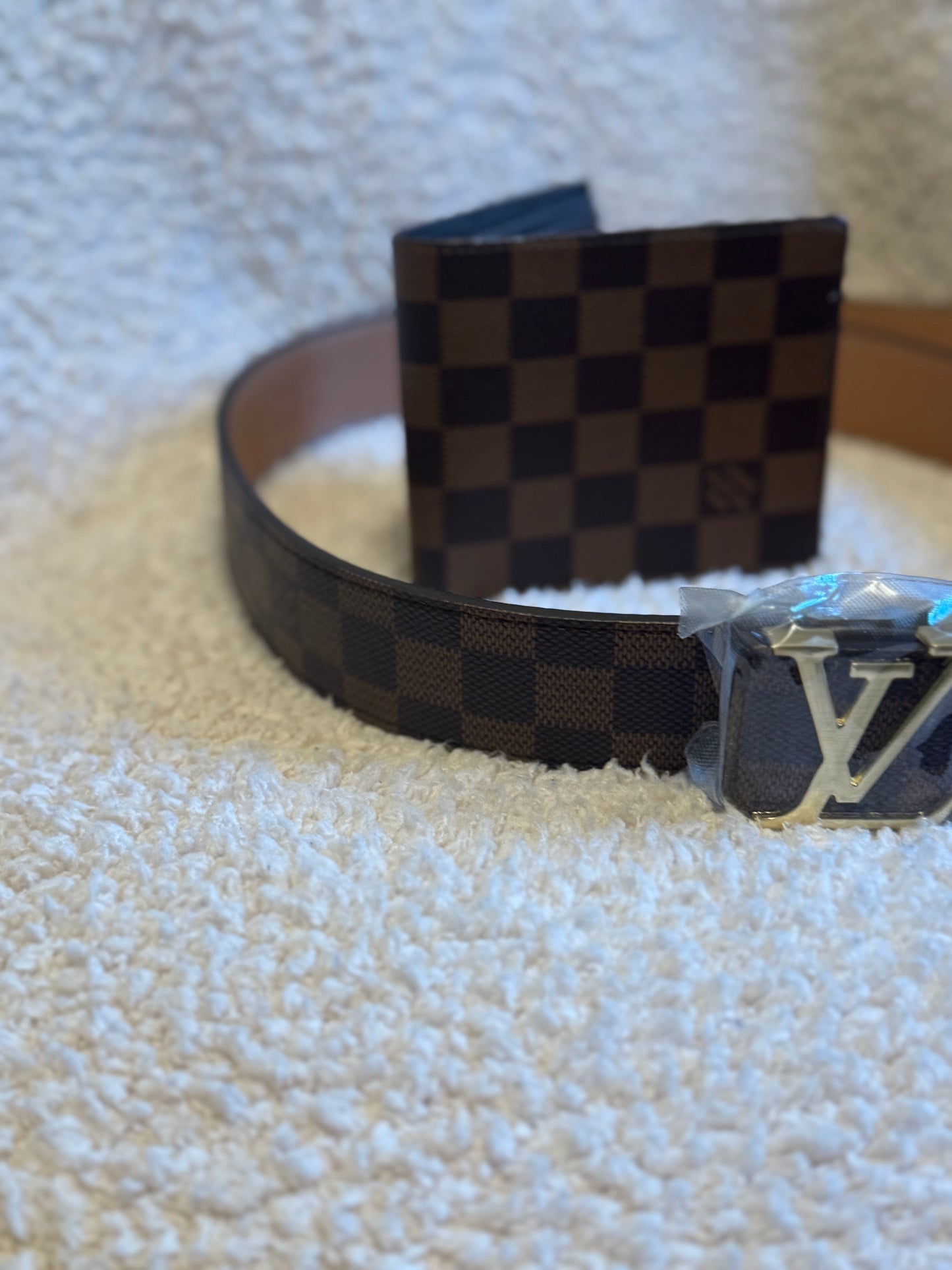 Checkered LV Belt & Wallet